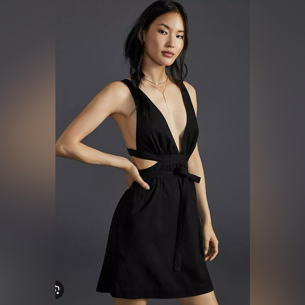 Anthropologie Tie Waist Mini Dress